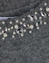 Strickpullover - Ziersteine - dunkelgrau