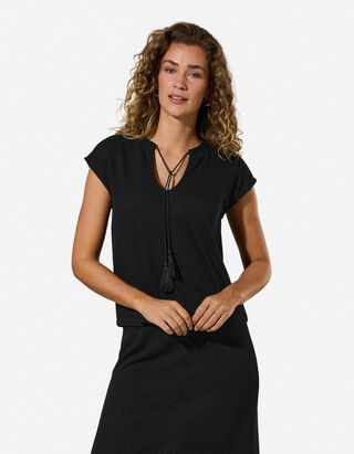 Stricktop - Viskose-Anteil - Schwarz