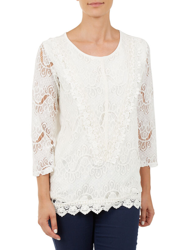 Damen Shirt mit H&auml;kelspitze