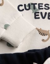 Set aus Sweatshirt und Hose - Allover-Print - wei&szlig;