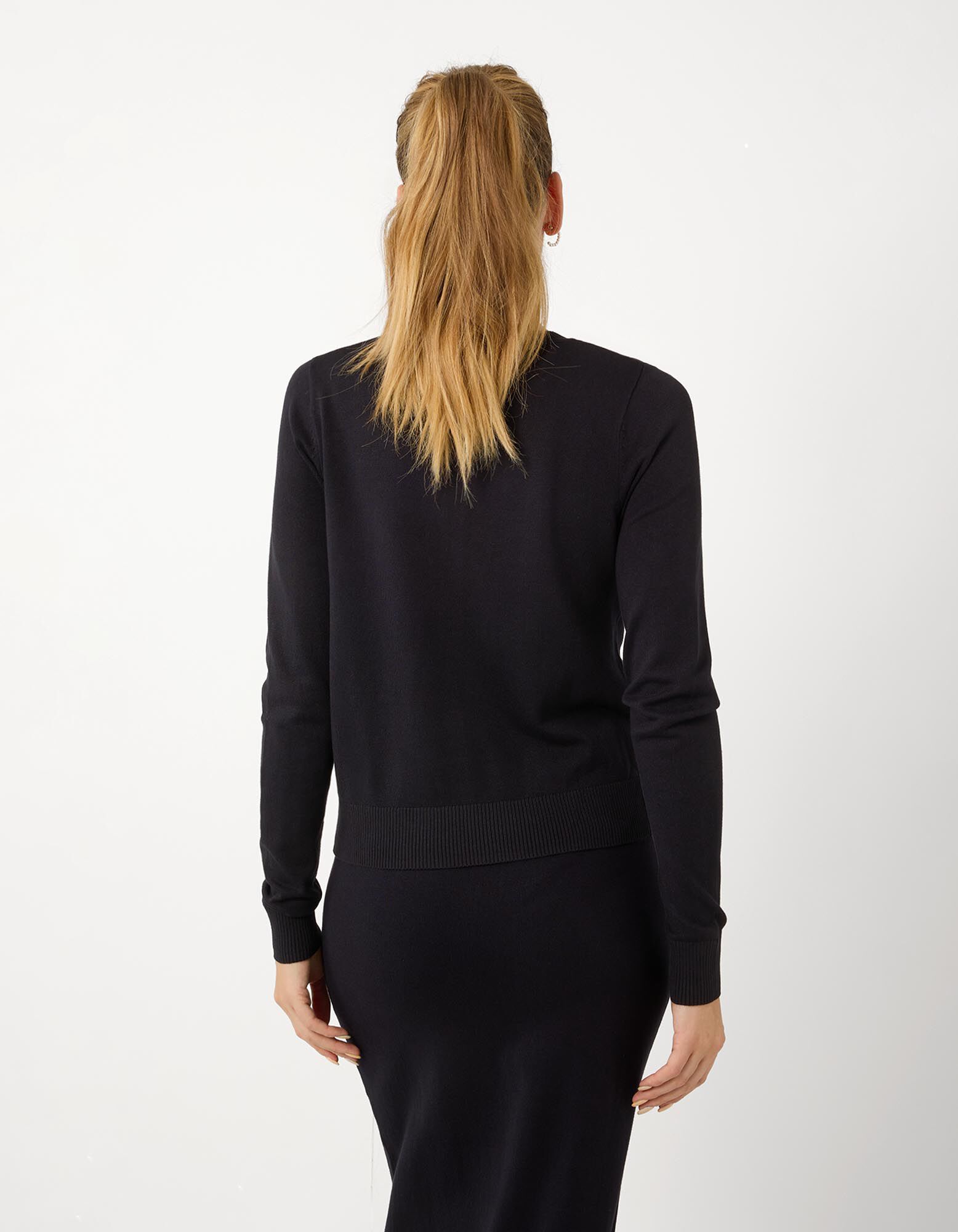 Strickjacke - Knopfleiste - Schwarz