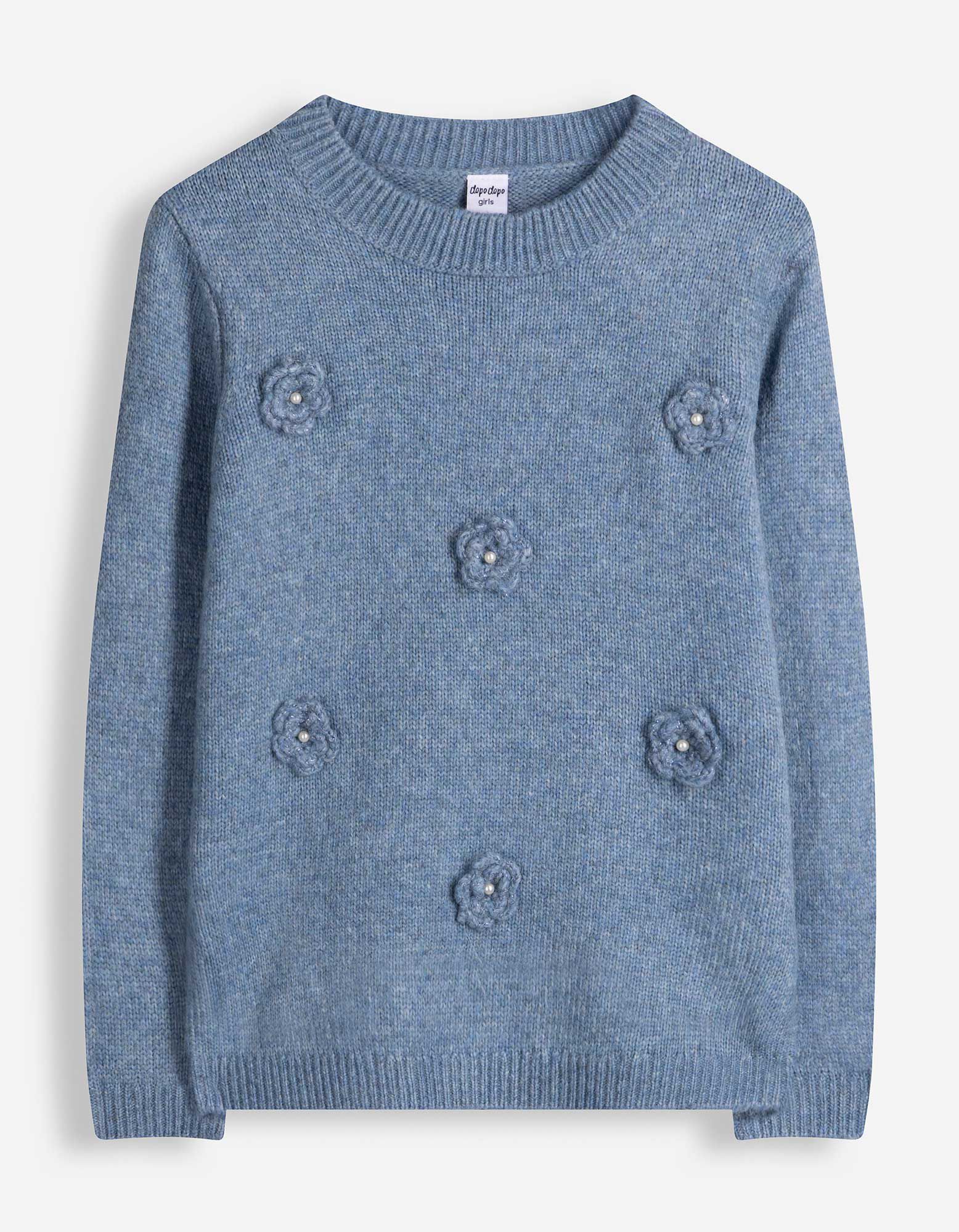 Pullover - 3D-Applikation - Hellblau