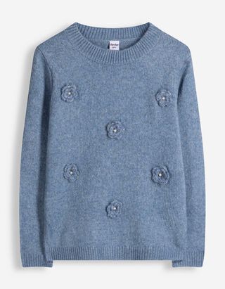 Pullover - 3D-Applikation - Hellblau