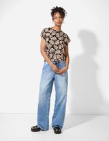 T-Shirt - Allover-Print - schwarz