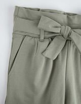 Paperbag stiliaus kelnės - Tampri dalis - zalias