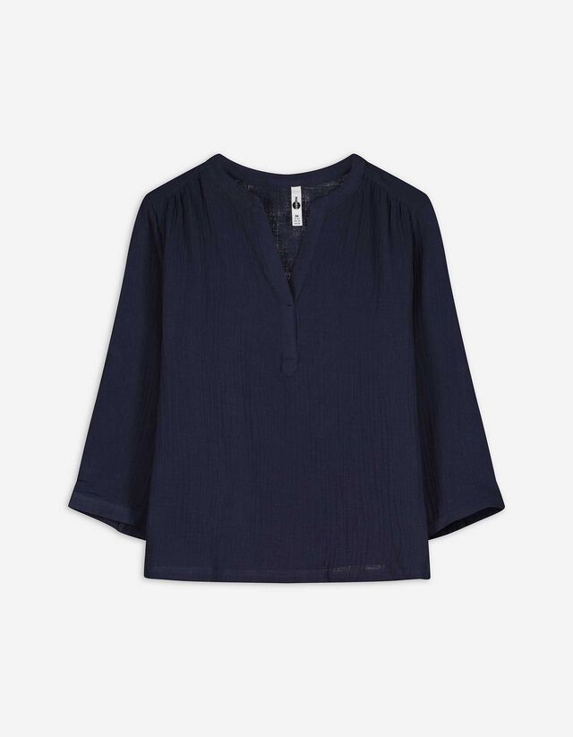 Bluse - einfarbig - dunkelblau