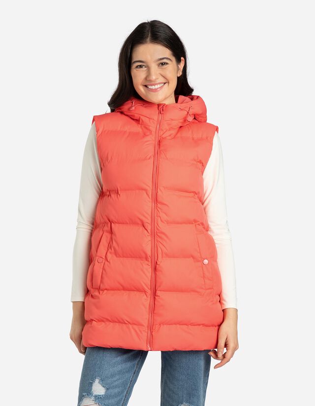 Gilet trapuntato - Cappuccio con coulisse - rosso chiaro