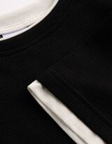T-Shirt - Double-Layer-Look - Schwarz