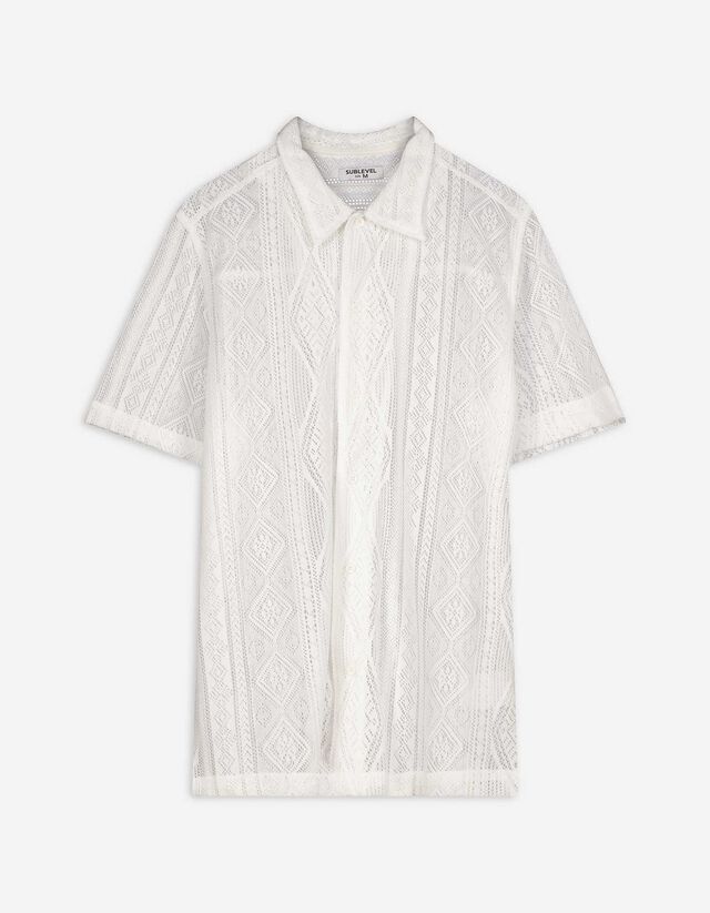 Chemise - Tricot à trous - blanc