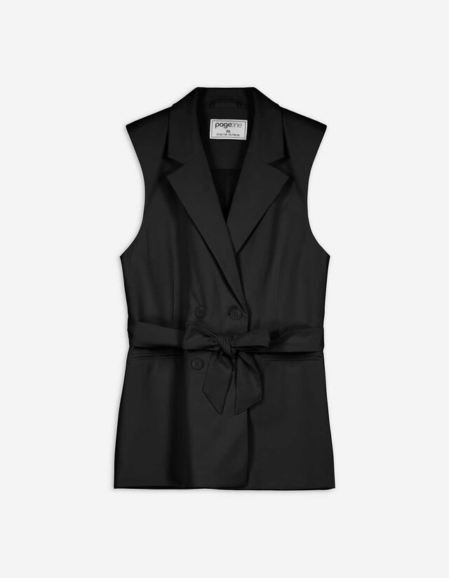 Gilet long - Teneur en viscose - Noir
