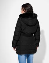 Veste matelass&eacute;e - Fourrure synth&eacute;tique amovible - noir