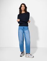 Strickpullover - Rundhals-Ausschnitt - dunkelblau