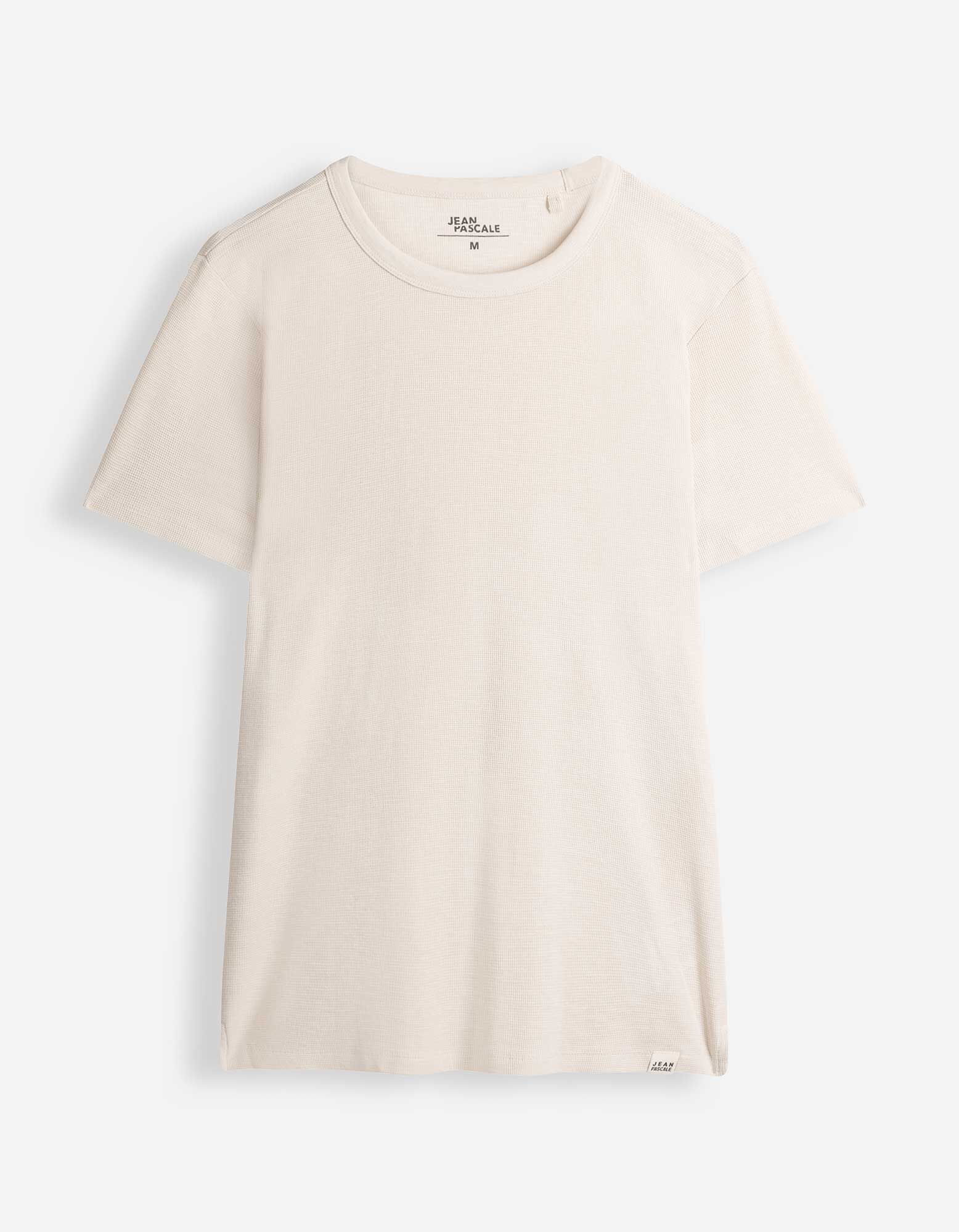 T-shirt - Wafelstructuur - Beige