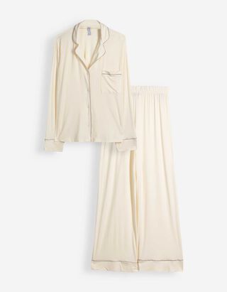 Pyjama set van shirt en broek - Viscosemix - Lichtgeel