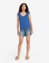 Majica na bretele - Rukavi sa volanima - plava