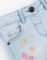 jeans kratke hlače - Vezenine - svetlo modra