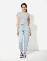 T-shirt - cienki prążek - bialy