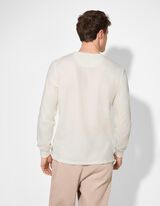 Langarmshirt - Rippenstruktur - weiß