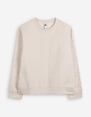 Sweatshirt - Ziersteine - beige
