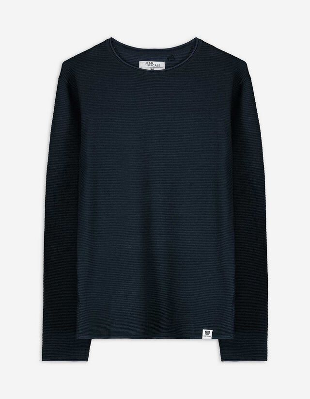 sweter - okrągły dekolt - ciemny niebieski