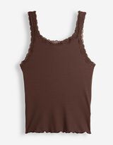 Tanktop - Spitzenbesatz - Dunkelbraun