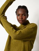 Pulover de tricot - Guler cu guler cocteil - Verde