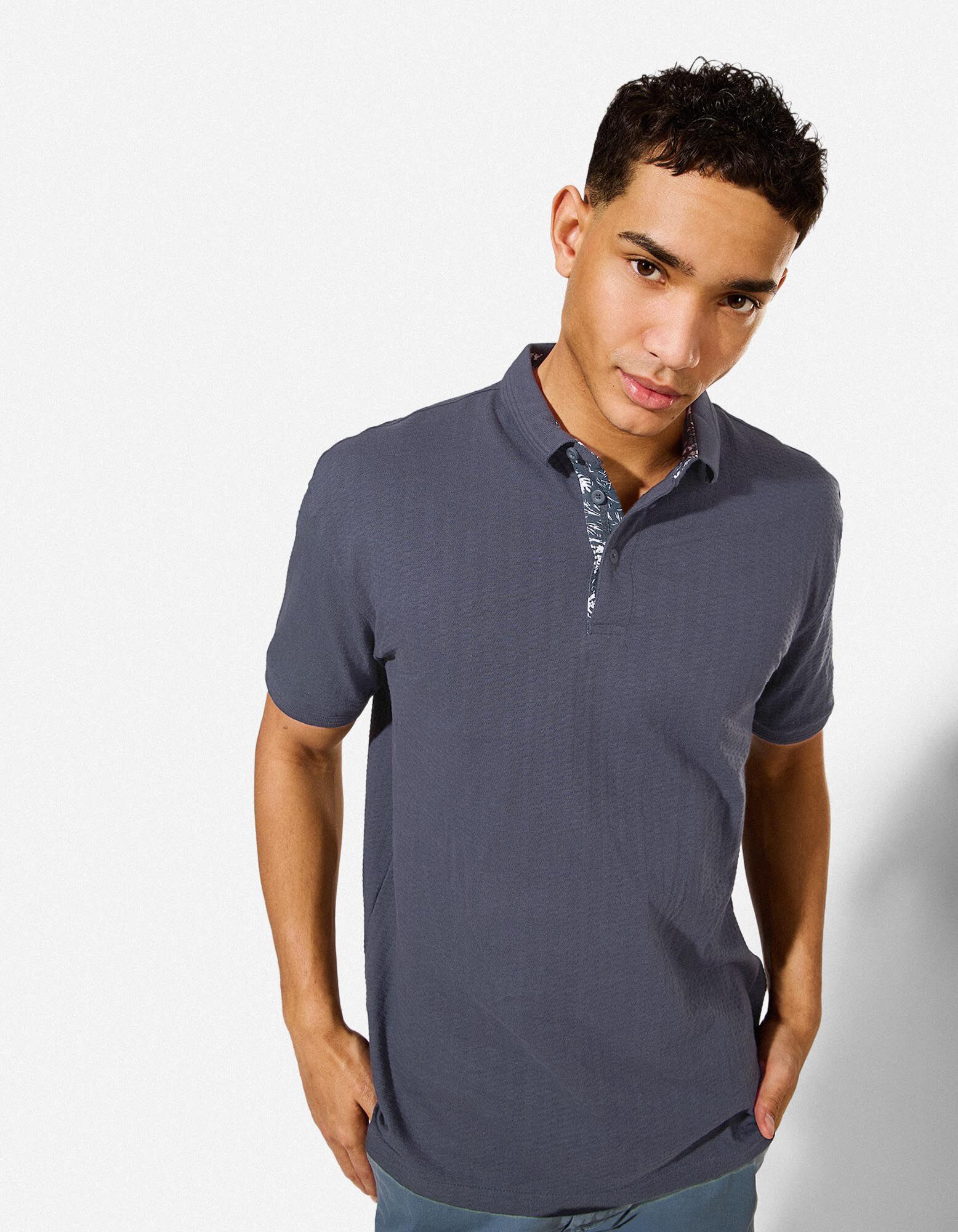 Polo - Unicolore - Bleu fonc&eacute;