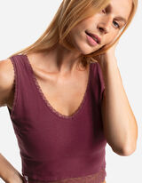 Cropped top - Met kant - donkerrood