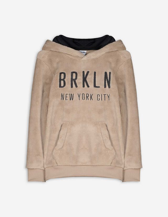 Hoodie - Teddyfell - beige