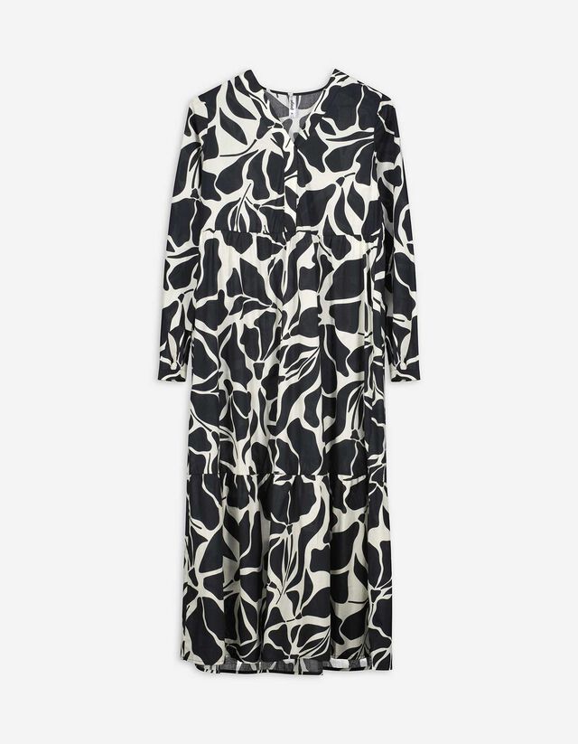 Kleid in A-Linie - Allover-Muster - schwarz