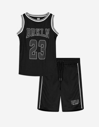 Set aus Top und Hose - Print - schwarz