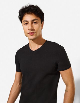 Majica kratek rokav - kroj Slim Fit - črna