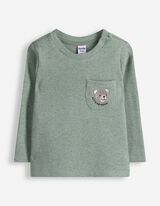 Langarmshirt - Waffelstruktur - Petrol