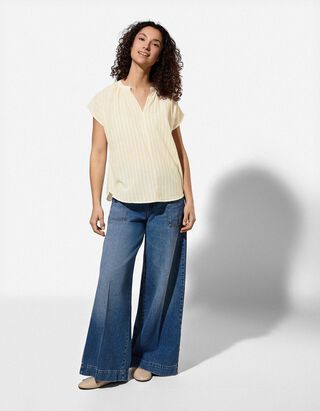 Maglia blusata - Righe - giallo chiaro