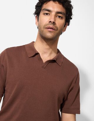 Poloshirt - Strick - dunkelbraun