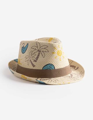Sommerhut - Allover-Print - Beige
