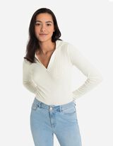 Maglia a maniche lunghe - Misto cotone - bianco