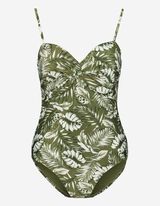 Costume da bagno - Fantasia floreale - verde scuro