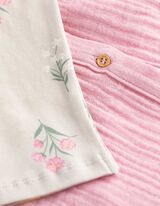 Pikkade varrukatega s&auml;rgist ja retuusidest koosnev komplekt - musliinkangas - roosa