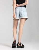 Pantaloni scurți denim - Mom Fit - Albastru deschis