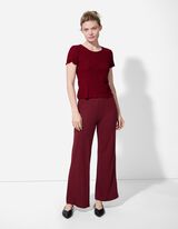 T-Shirt - Rippenstruktur - dunkelrot