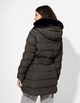 Giacca trapuntata - Pelliccia sintetica rimovibile - verde scuro