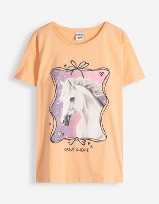 T-shirt - Glitterprint - oranje