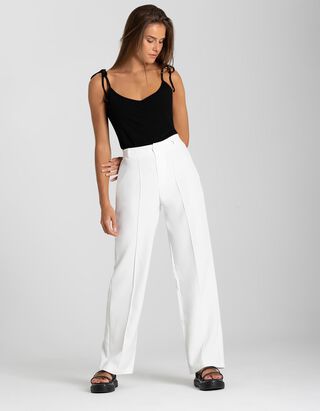 Pantalon palazzo - Fermeture par un bouton et un zip