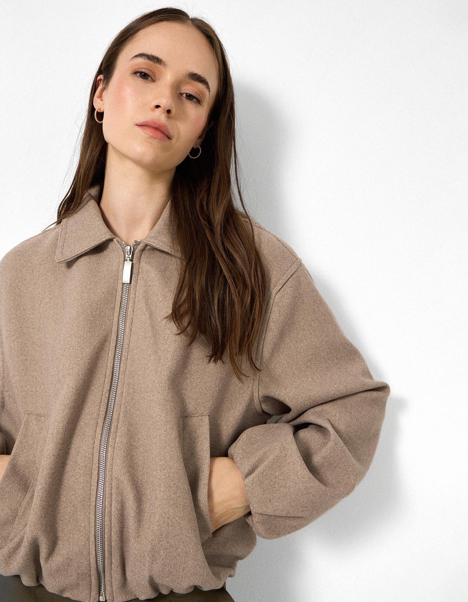 Blouson - Woll-Optik - Beige