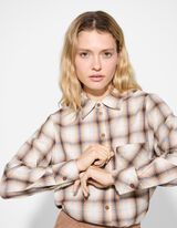 Bluse - Karomuster - hellbraun