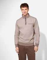 Sweatshirt - Stehkragen - beige