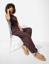 Sportske hlače - Mje&scaron;avina viskoze - tamno smedja