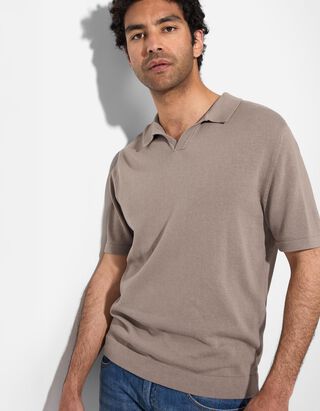 Poloshirt - Strick - hellbraun