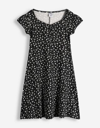 Kleid - Allover-Muster - schwarz